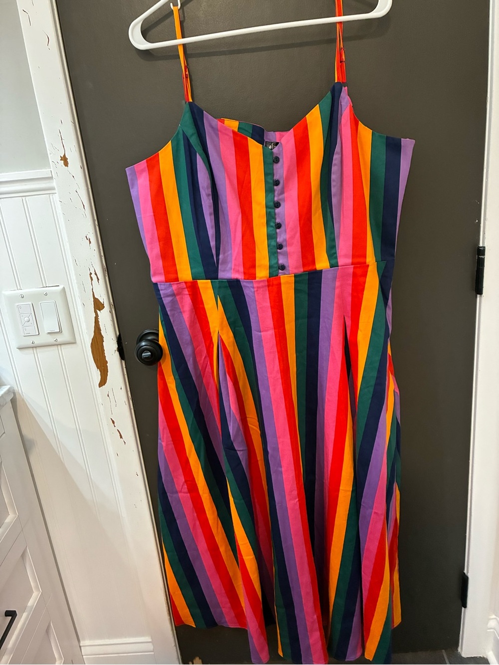 Modcloth Rainbow Stripe Maxi Dress — Pink, Orange, Yellow, Green, Blue, Purple